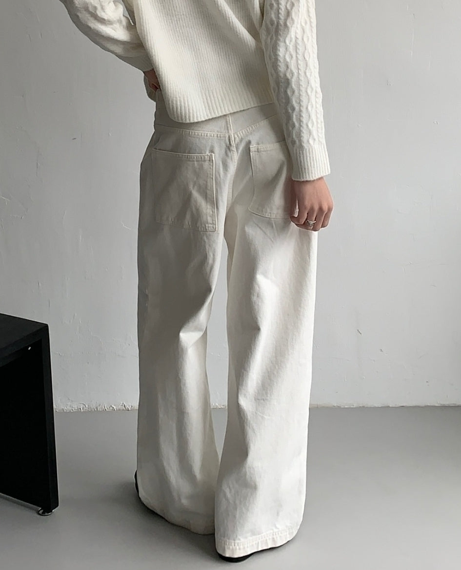 Korean Style-Washed Wide Leg Straight Jeans