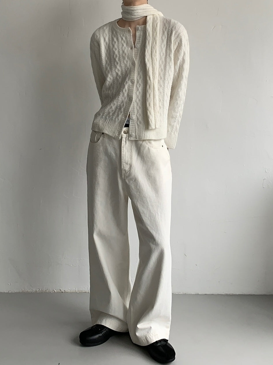 Korean Style-Washed Wide Leg Straight Jeans