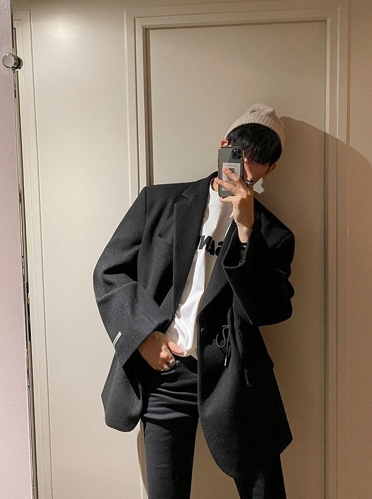 Trendy Mid Length Casual Trench Coat Blazer Jacket
