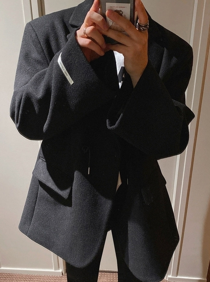 Trendy Mid Length Casual Trench Coat Blazer Jacket
