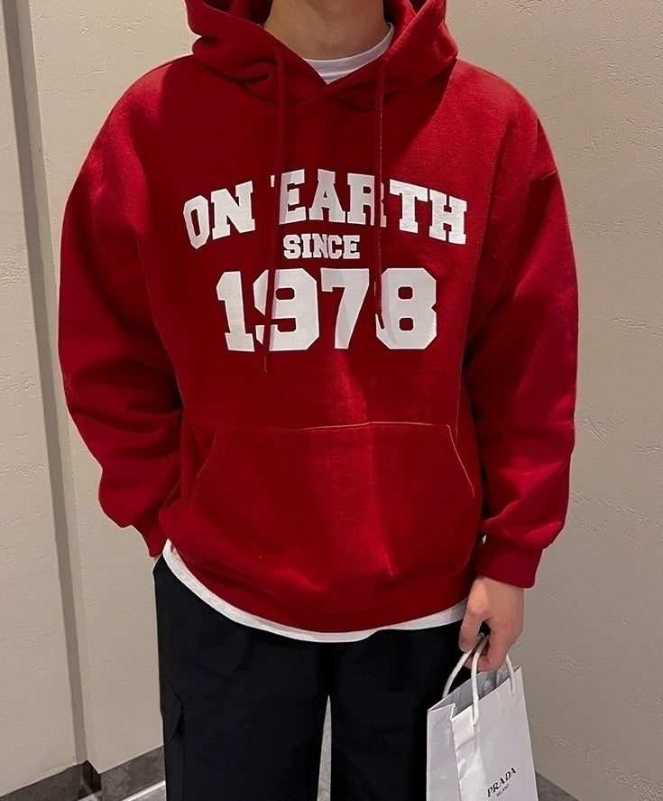Trendy Print Hooded Sweatshirt Red Jacket