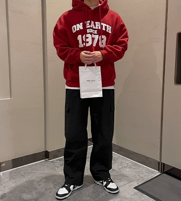 Trendy Print Hooded Sweatshirt Red Jacket