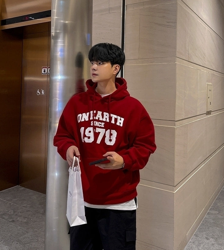 Trendy Print Hooded Sweatshirt Red Jacket