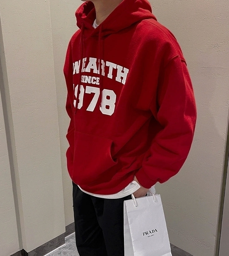 Trendy Print Hooded Sweatshirt Red Jacket