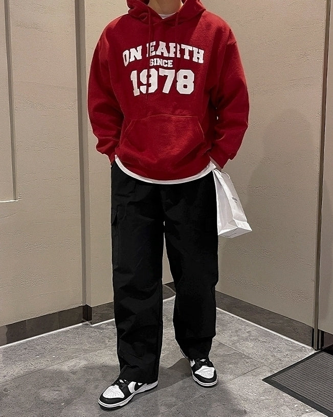 Trendy Print Hooded Sweatshirt Red Jacket