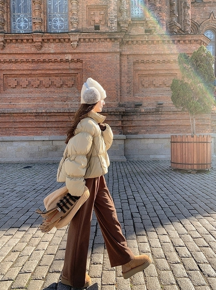 Trendy Short Puffer Jacket With Stylish Sleeves