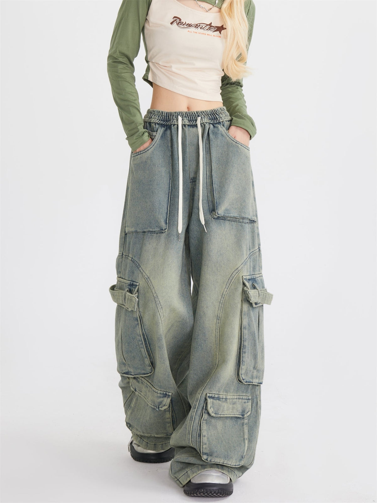 Trendy Streetwear Loose Fit Cargo Jeans