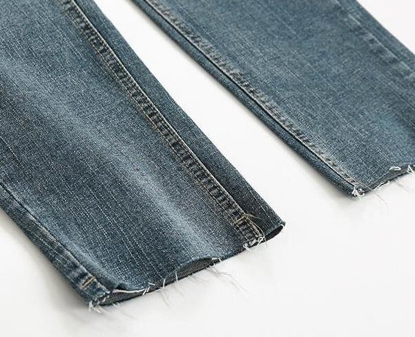 Trendy Tapered Denim Pants With Distressed Design