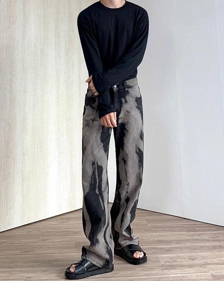 Trendy Tiedye Washed Denim Pants