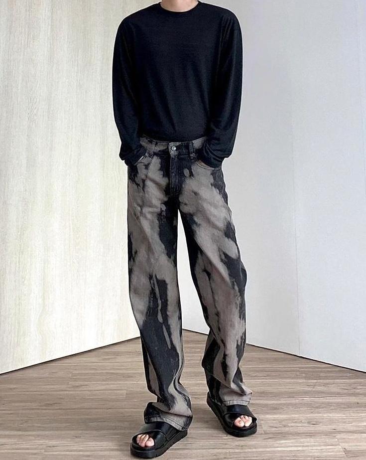 Trendy Tiedye Washed Denim Pants