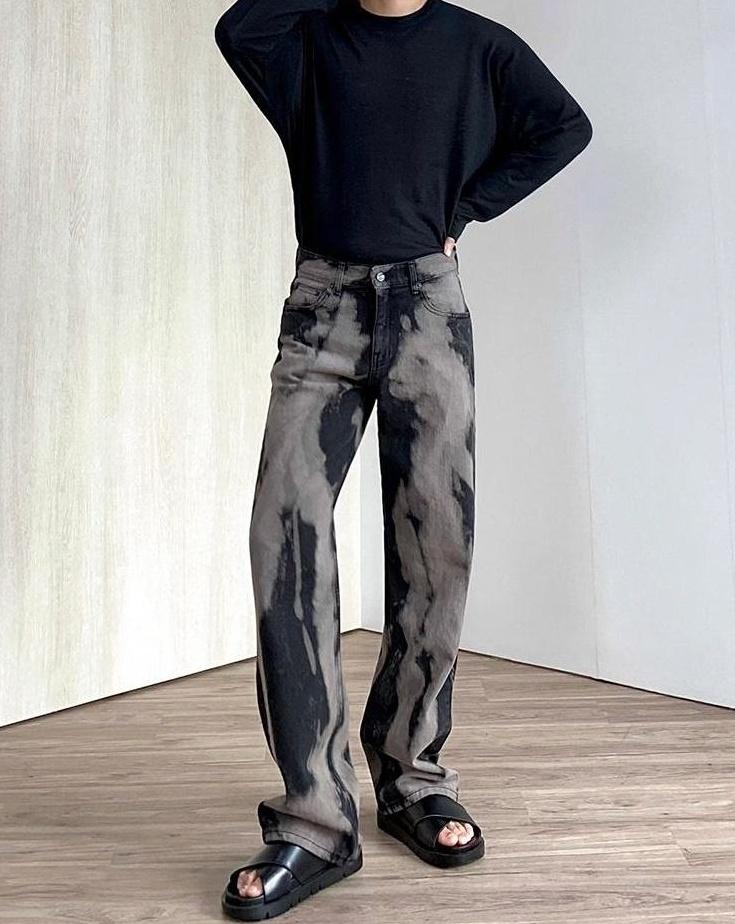 Trendy Tiedye Washed Denim Pants