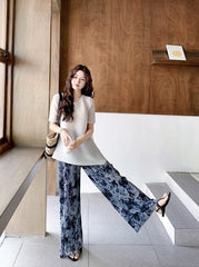 Trendy Unique Wide Leg Pants And T Shirt Set