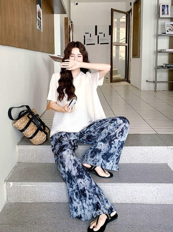 Trendy Unique Wide Leg Pants And T Shirt Set