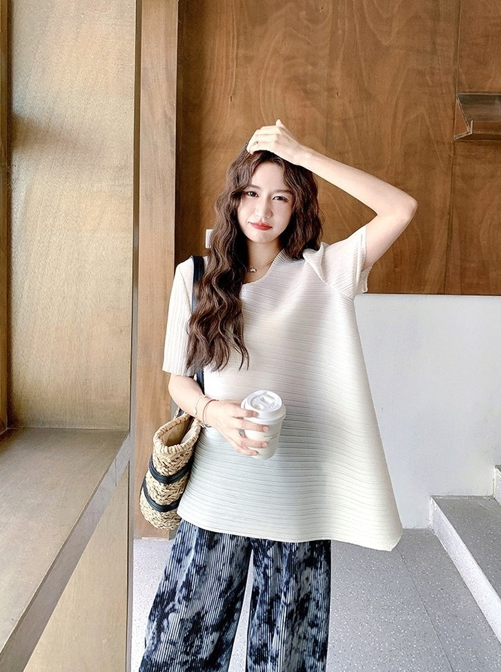 Trendy Unique Wide Leg Pants And T Shirt Set