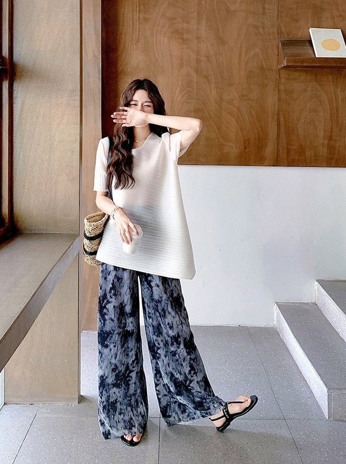 Trendy Unique Wide Leg Pants And T Shirt Set