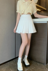 Blue Pleated Mini Skirt
