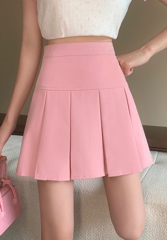 Blue Pleated Mini Skirt