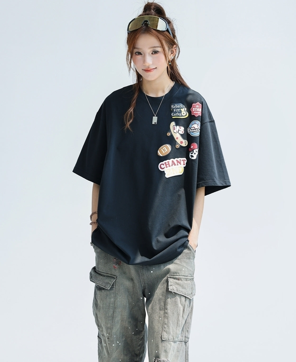 Unique Print Cooling Sun Protection Short Sleeve Top