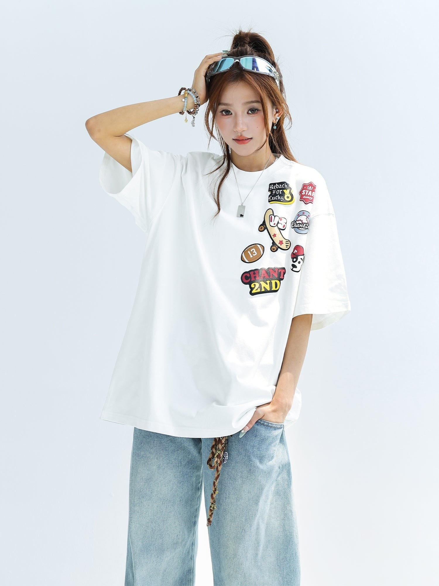 Unique Print Cooling Sun Protection Short Sleeve Top