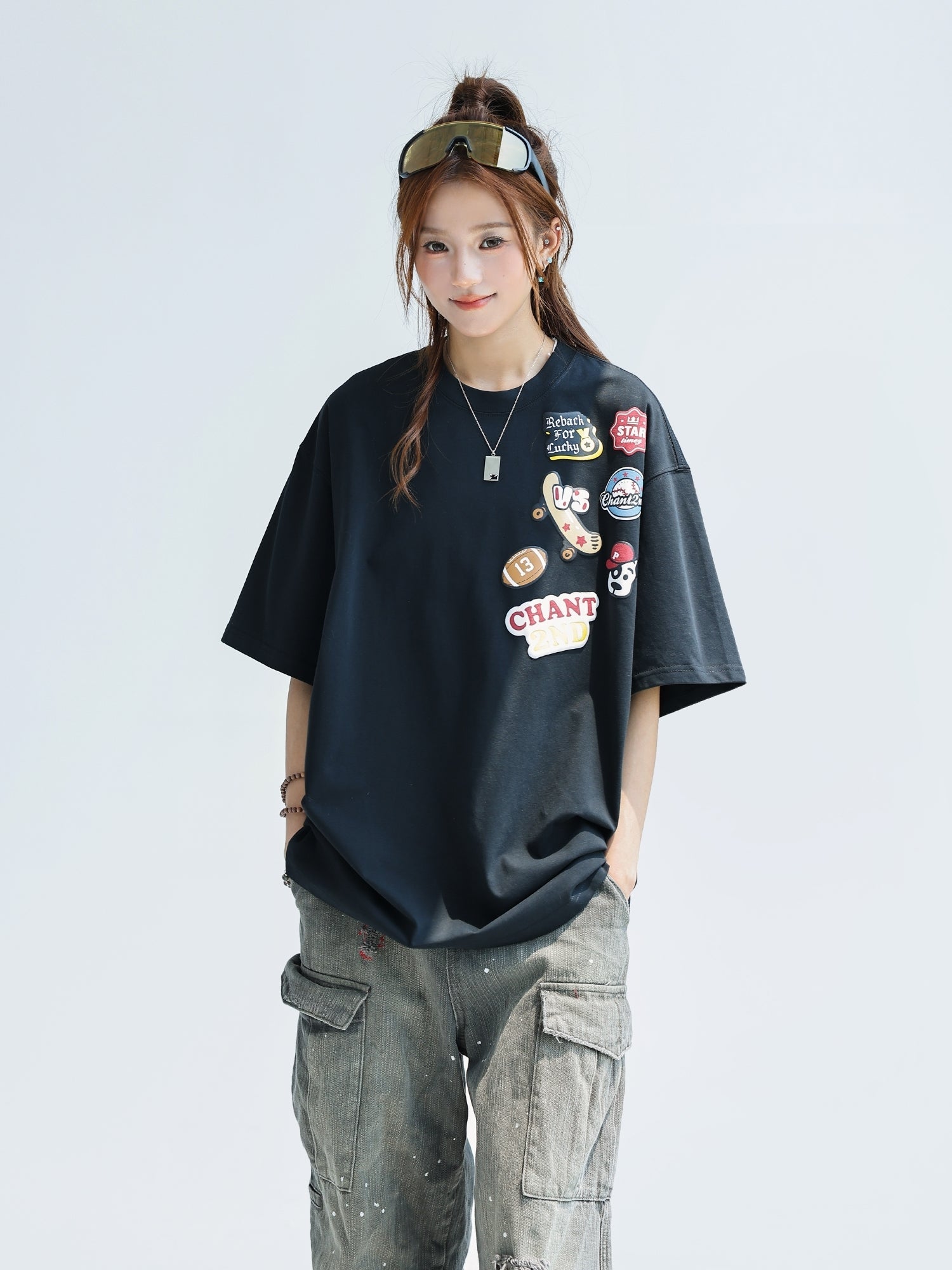 Unique Print Cooling Sun Protection Short Sleeve Top