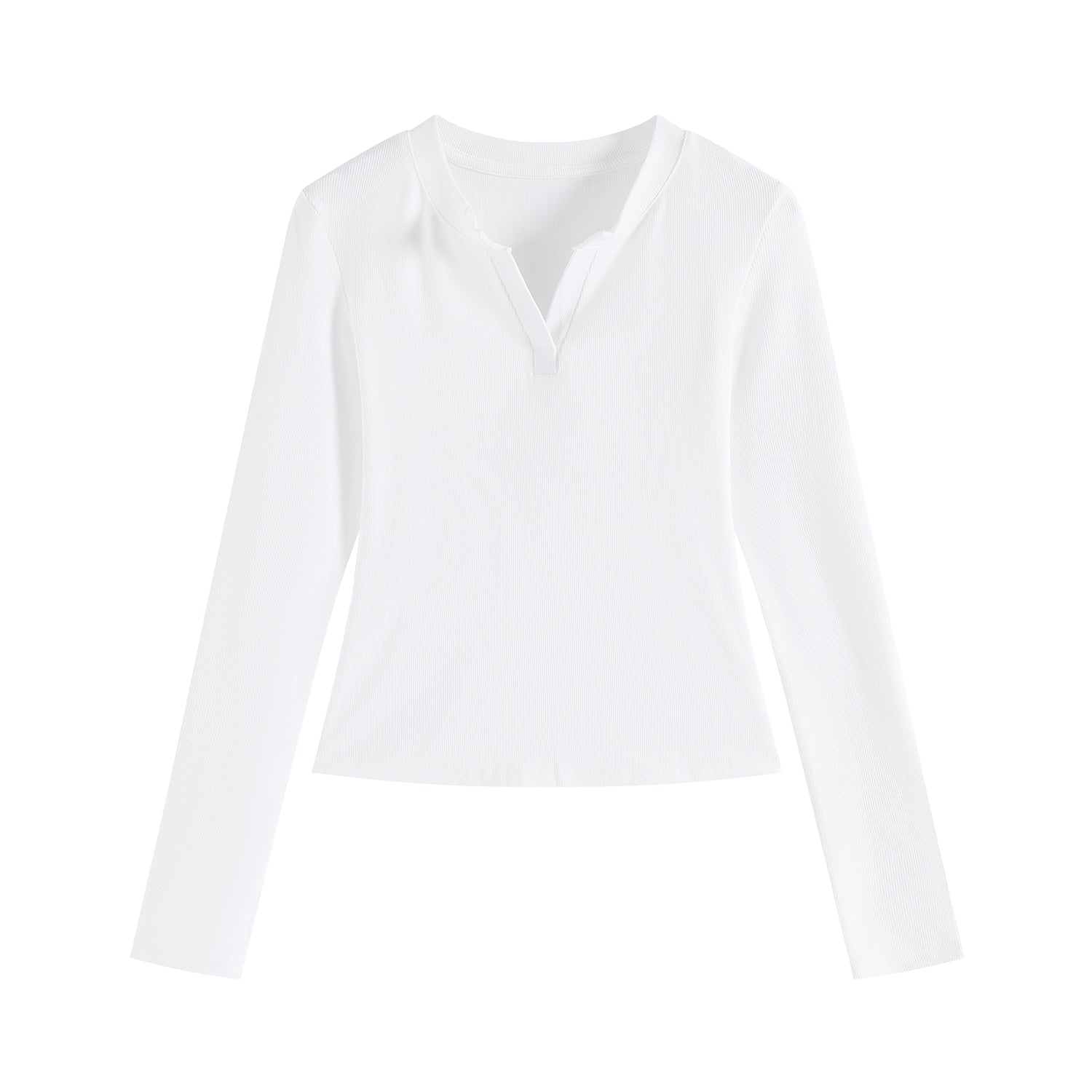 V Neck Slim Fit Long Sleeve Crop Top