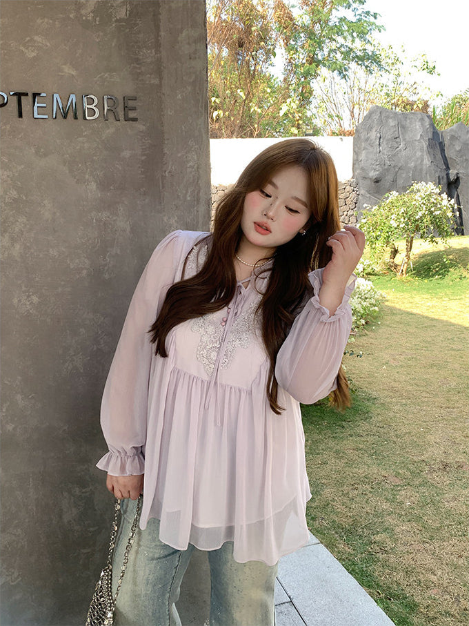 Style Vacation Shirt Elegant Purple Blouse