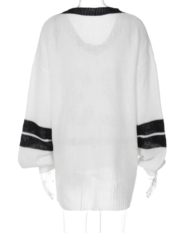 White See-Through Knitted Sweater