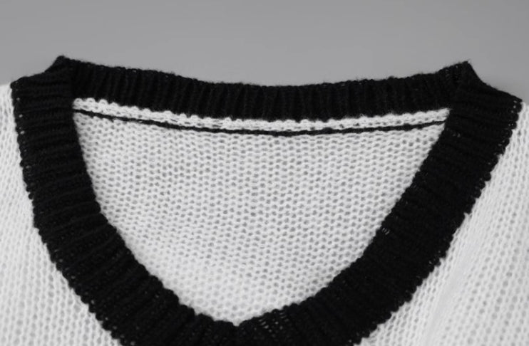 White See-Through Knitted Sweater