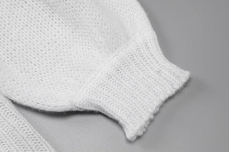 White See-Through Knitted Sweater