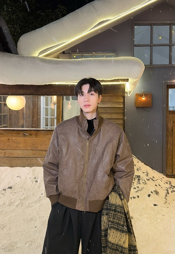 Vintage Stand Collar Down Jacket Windproof Warm Outerwear