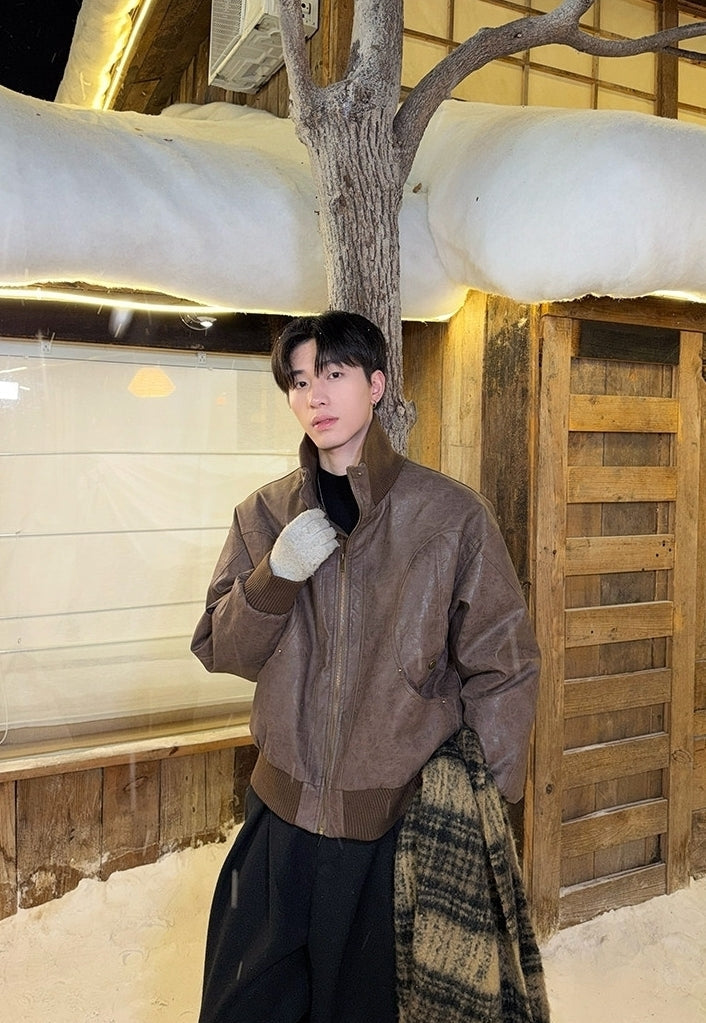 Vintage Stand Collar Down Jacket Windproof Warm Outerwear