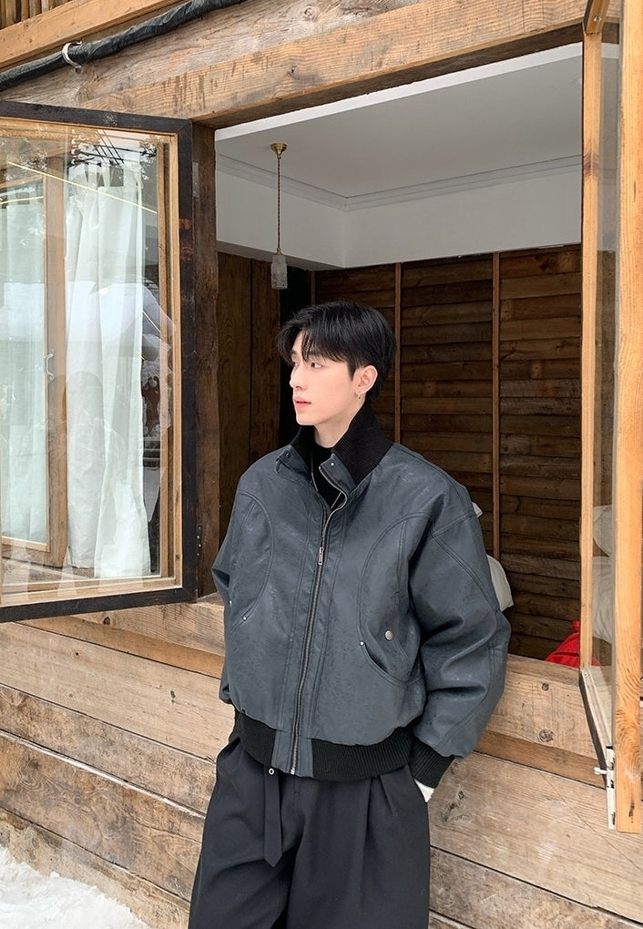 Vintage Stand Collar Down Jacket Windproof Warm Outerwear