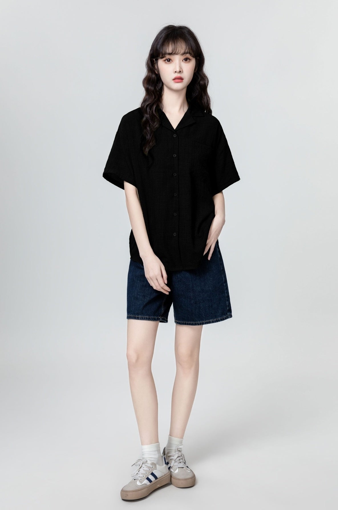 Vintage Black Short Sleeve Casual Shirt