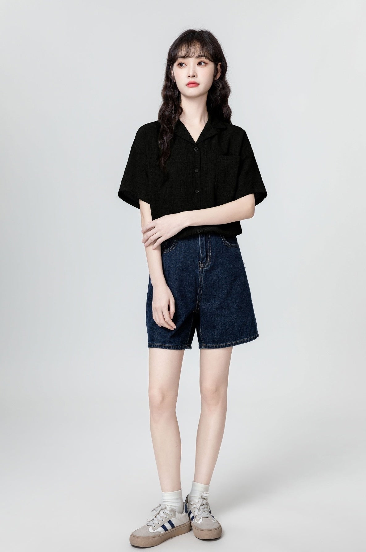 Vintage Black Short Sleeve Casual Shirt