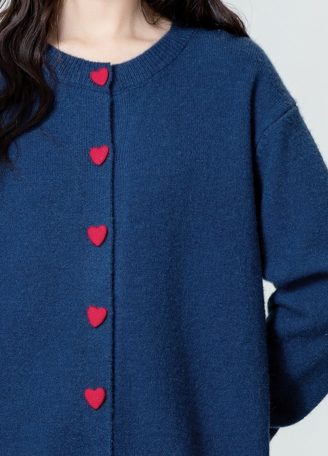 Vintage Blue Knit Cardigan Soft Loose Sweater