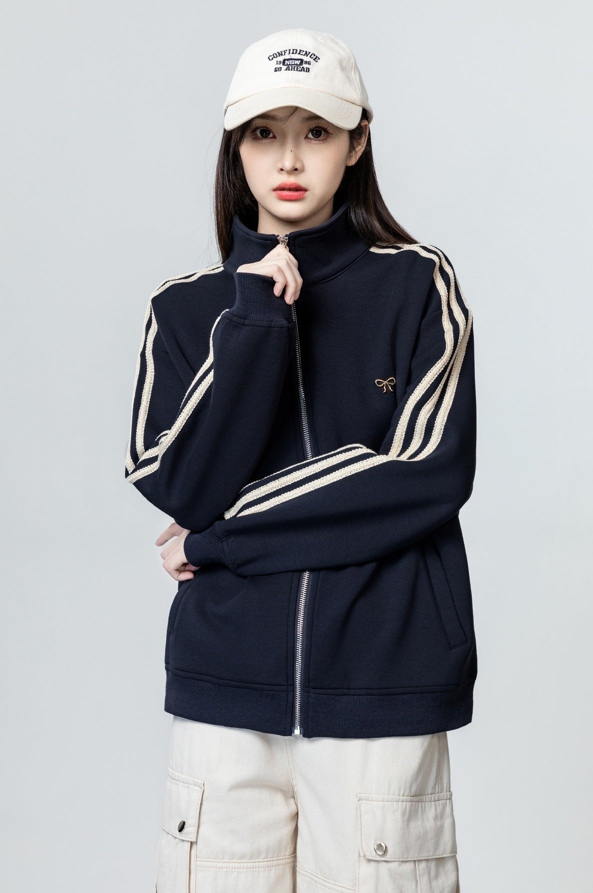 Vintage Blue Striped Jacket Sweatshirt Coat