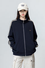 Vintage Blue Striped Jacket Sweatshirt Coat