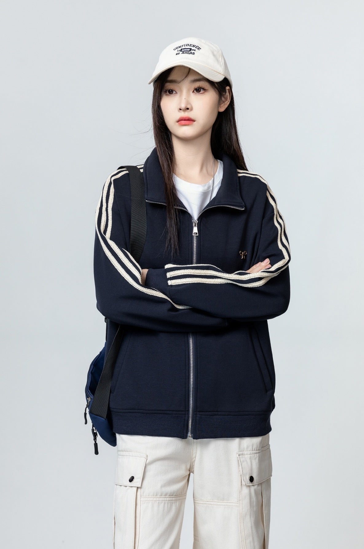 Vintage Blue Striped Jacket Sweatshirt Coat