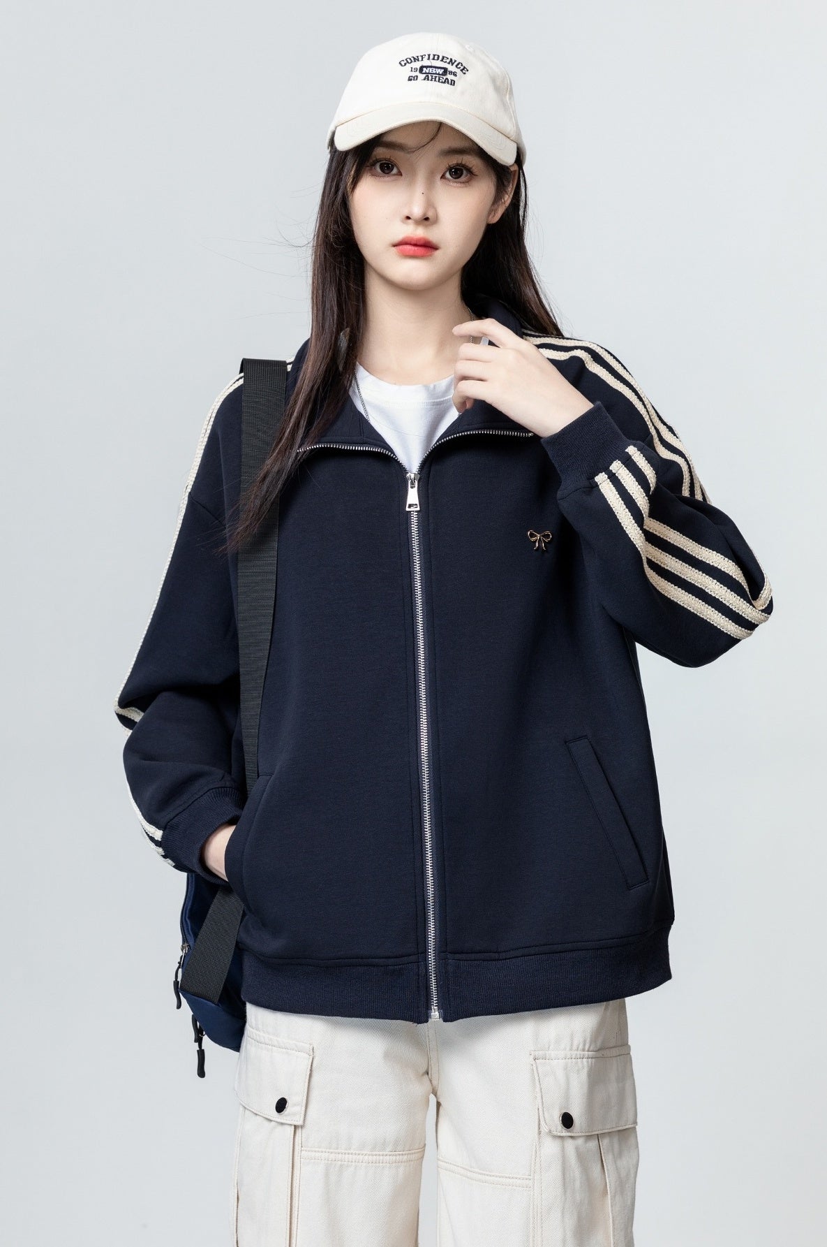Vintage Blue Striped Jacket Sweatshirt Coat
