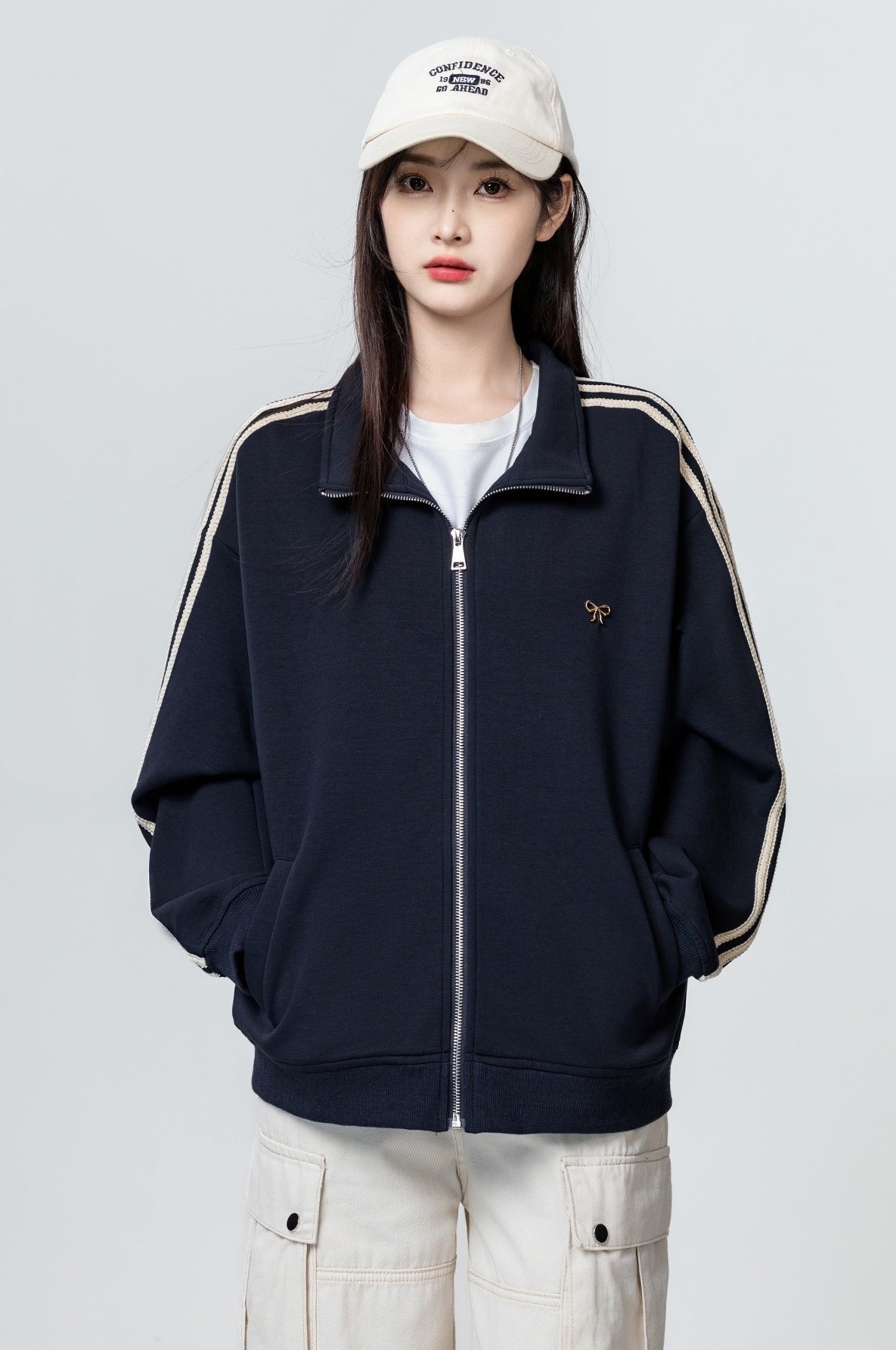 Vintage Blue Striped Jacket Sweatshirt Coat