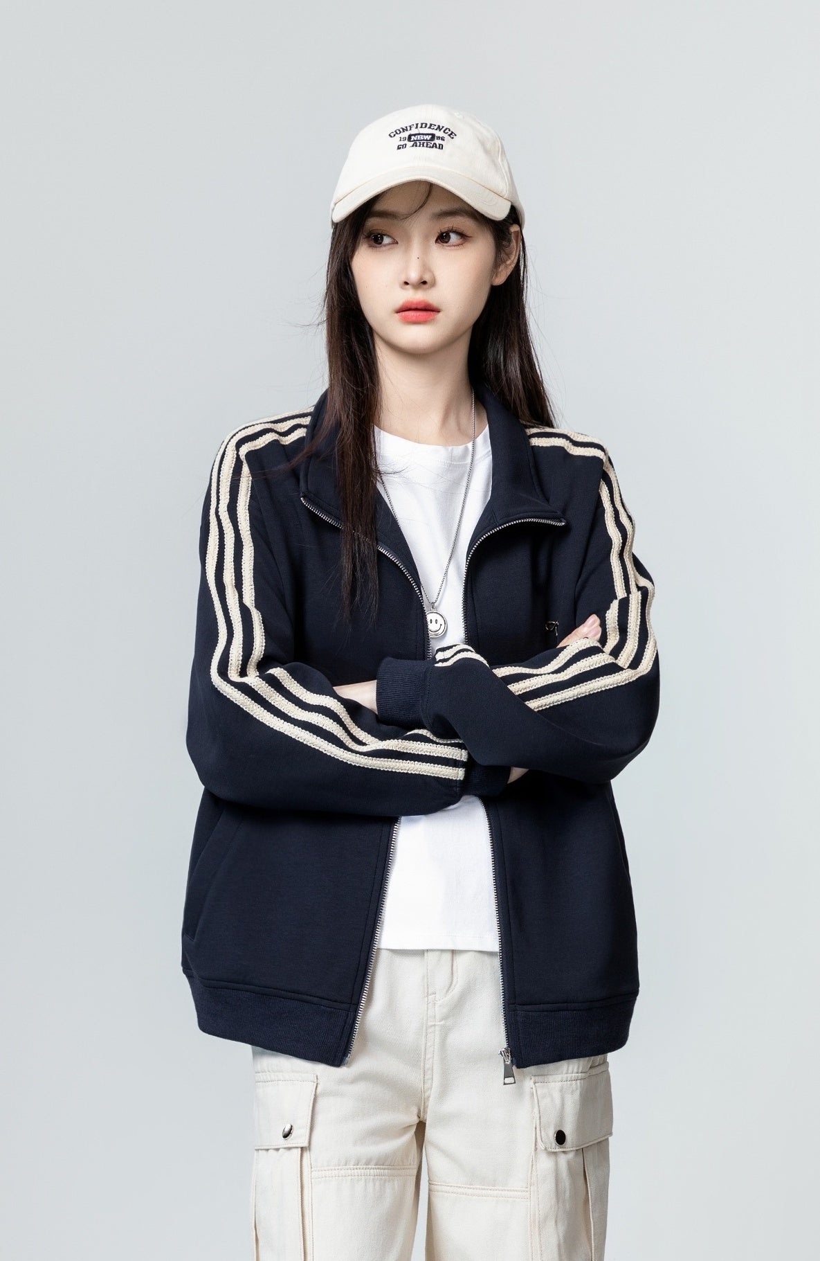 Vintage Blue Striped Zipup Hoodie