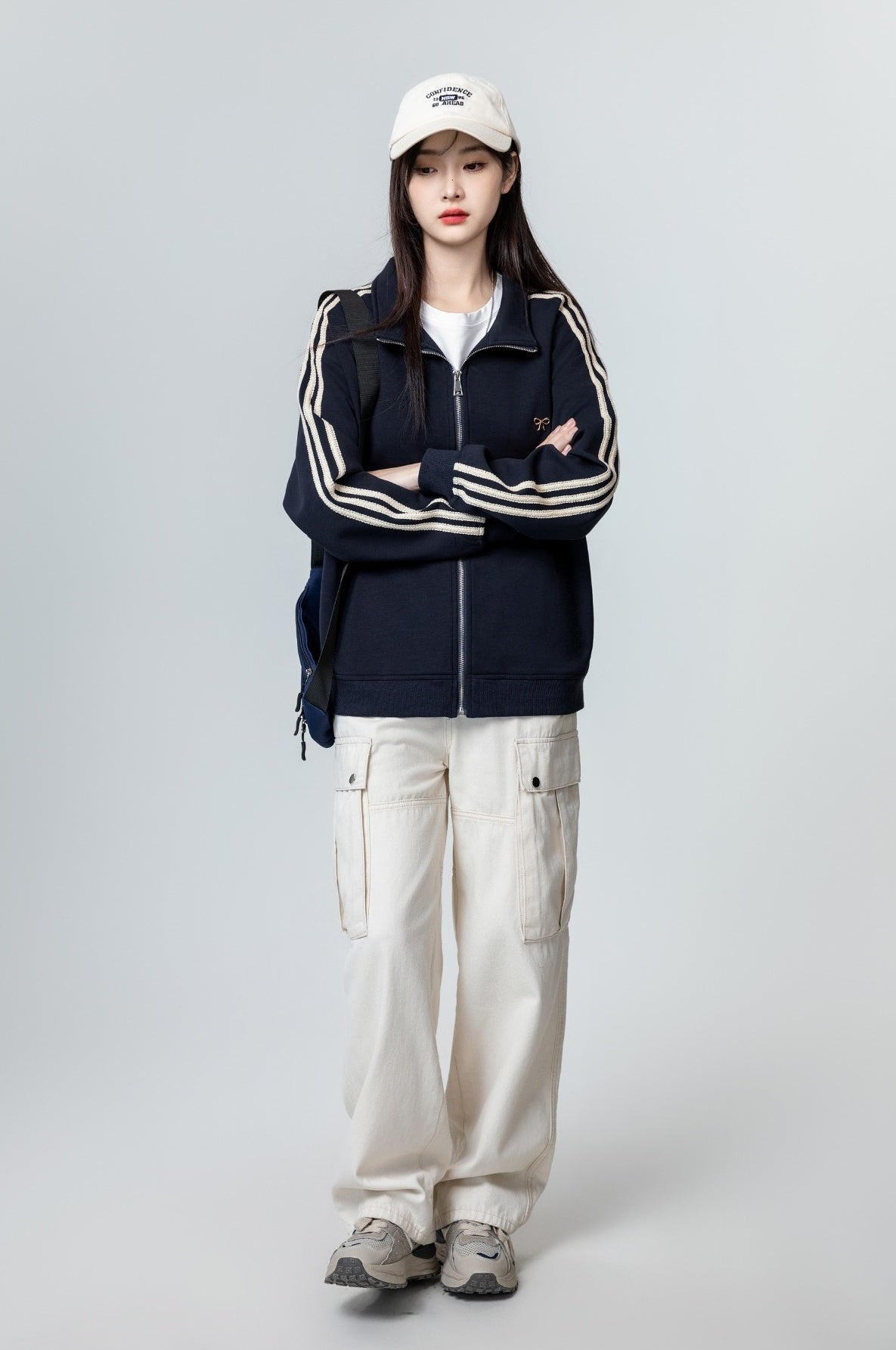 Vintage Blue Striped Zipup Hoodie