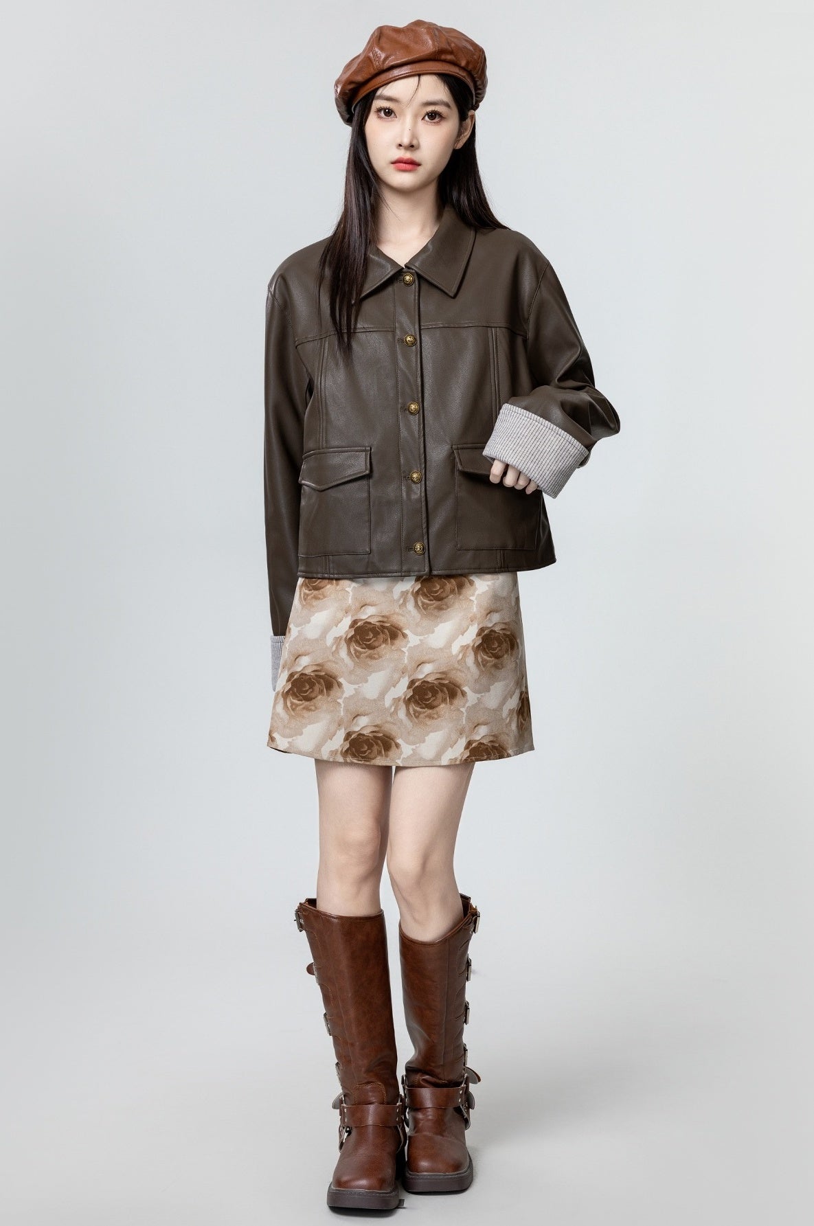 Vintage Brown Pu Leather Jacket
