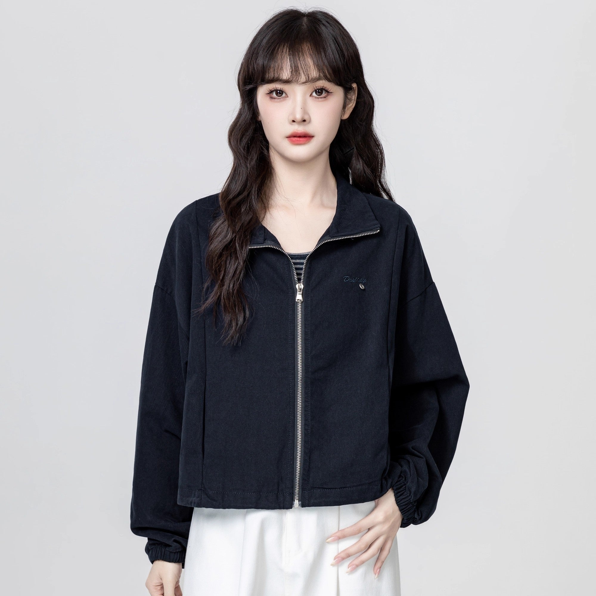 Vintage Brown Zip Up Casual Jacket
