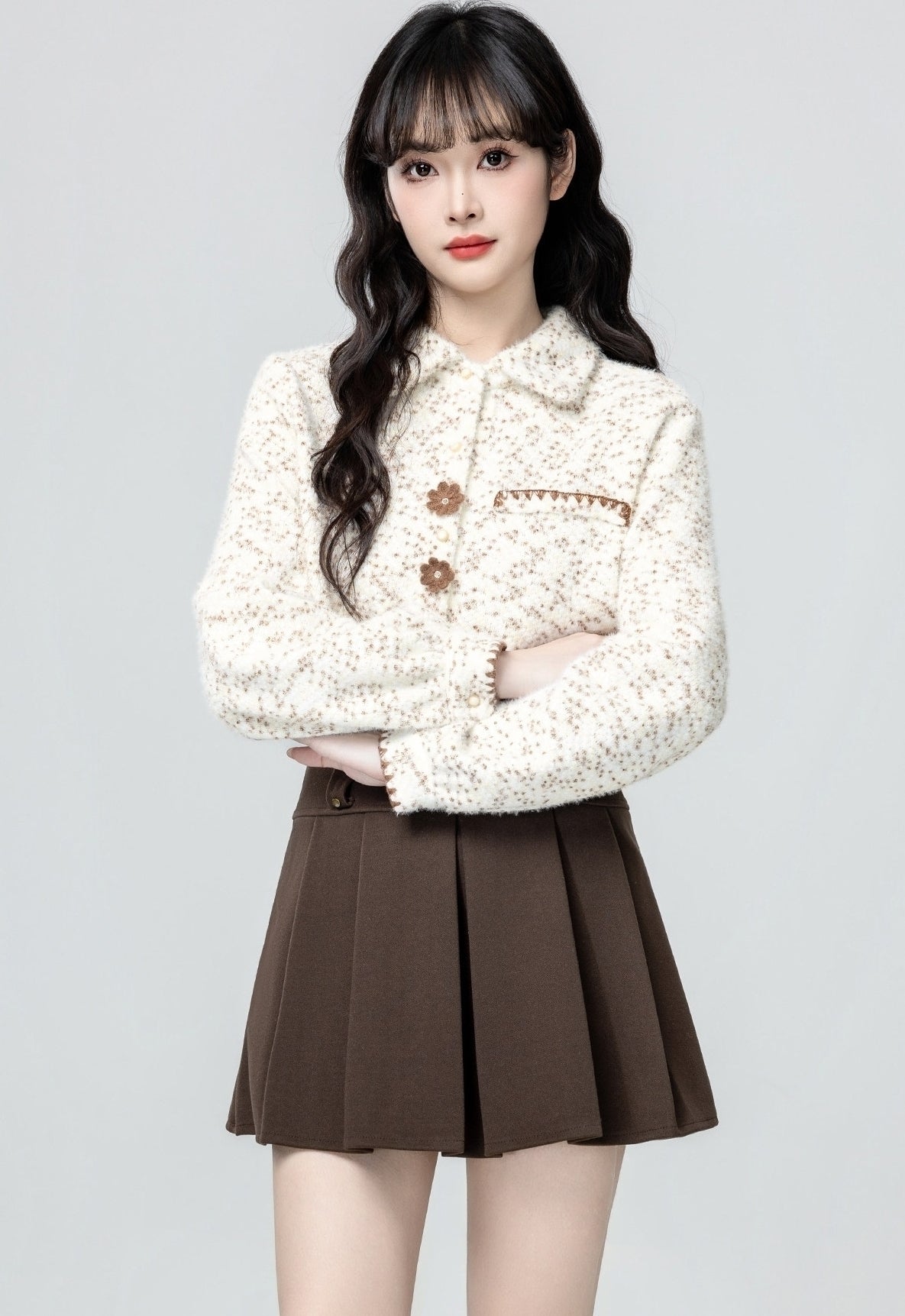 Vintage Brushed Long Sleeve Collared Shirt Top
