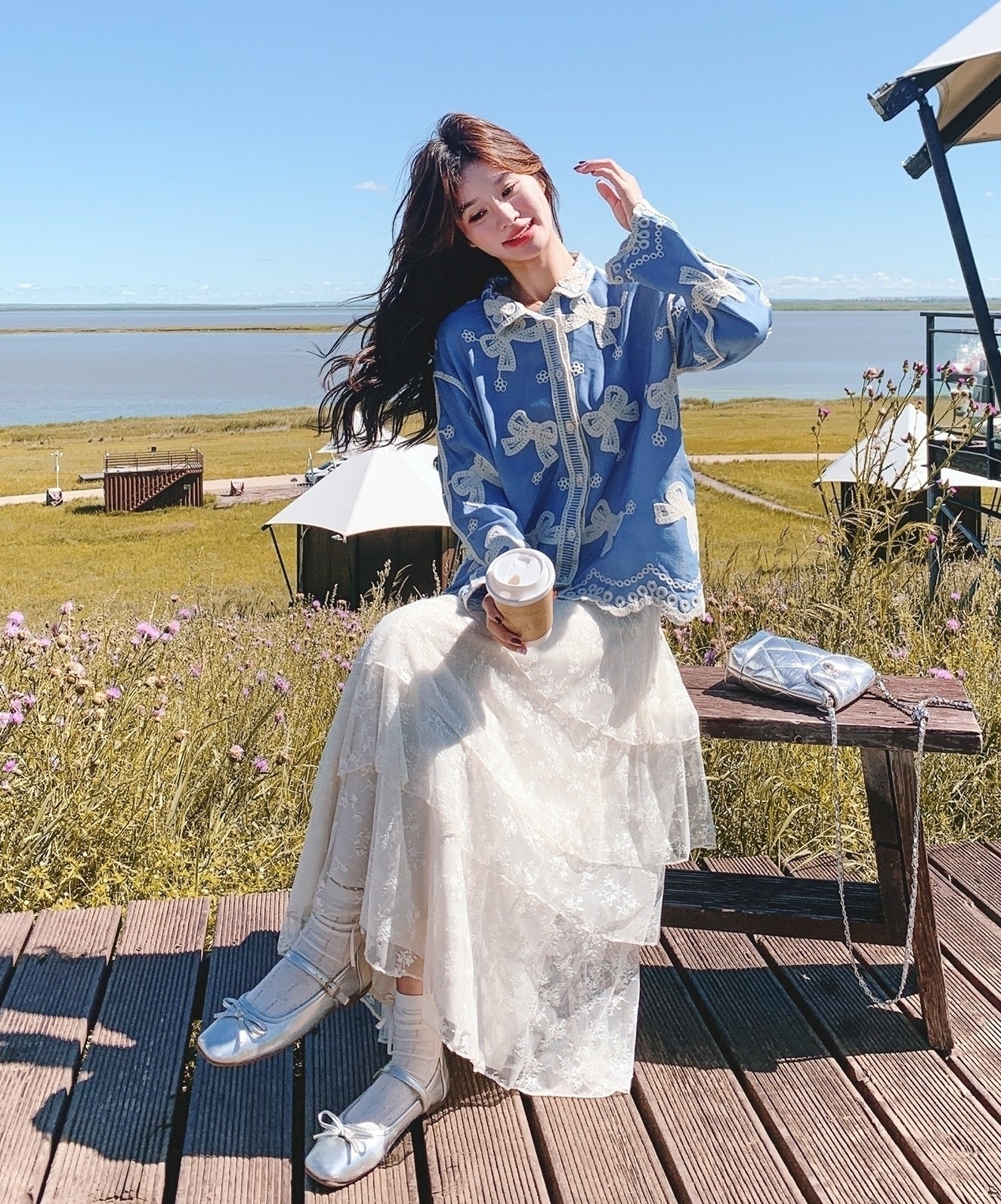 Vintage Butterfly Embroidered Shirt And Skirt Set