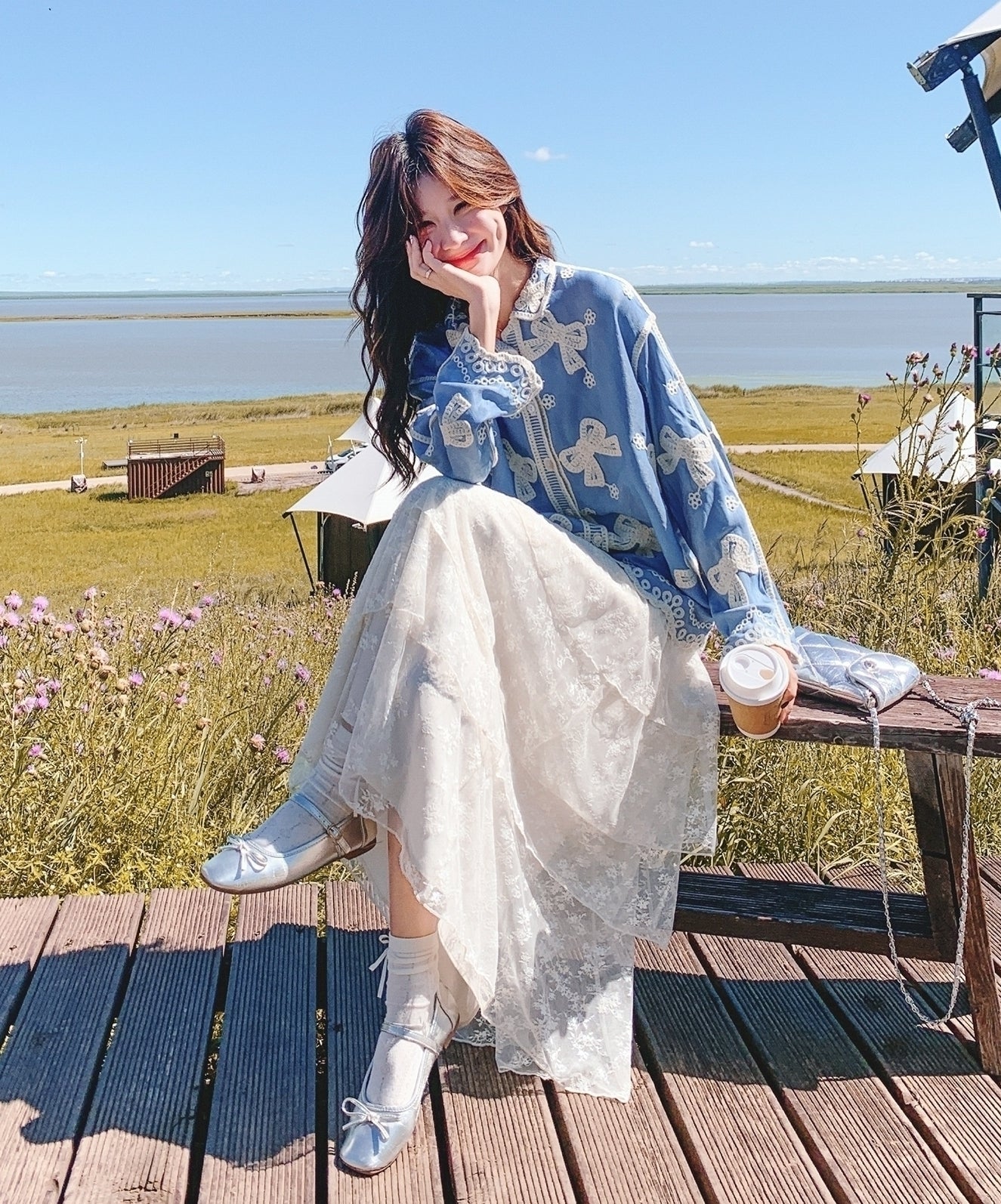 Vintage Butterfly Embroidered Shirt And Skirt Set