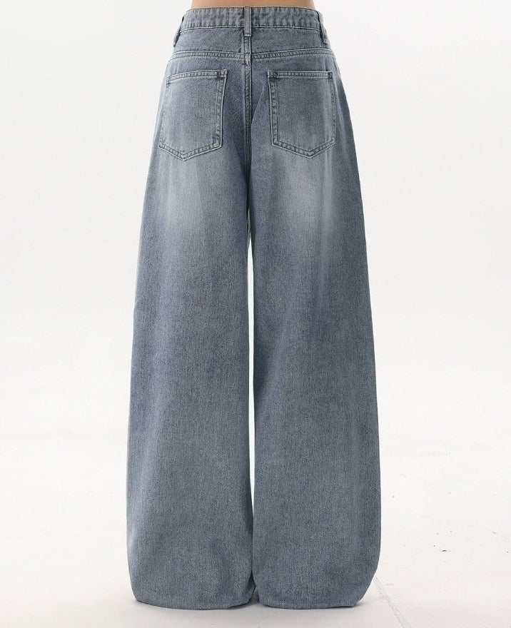 Vintage Butterfly Embroidered Wide Leg Jeans