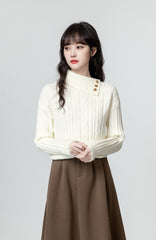 Vintage Cable Knit High Neck Sweater