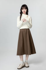 Vintage Cable Knit High Neck Sweater